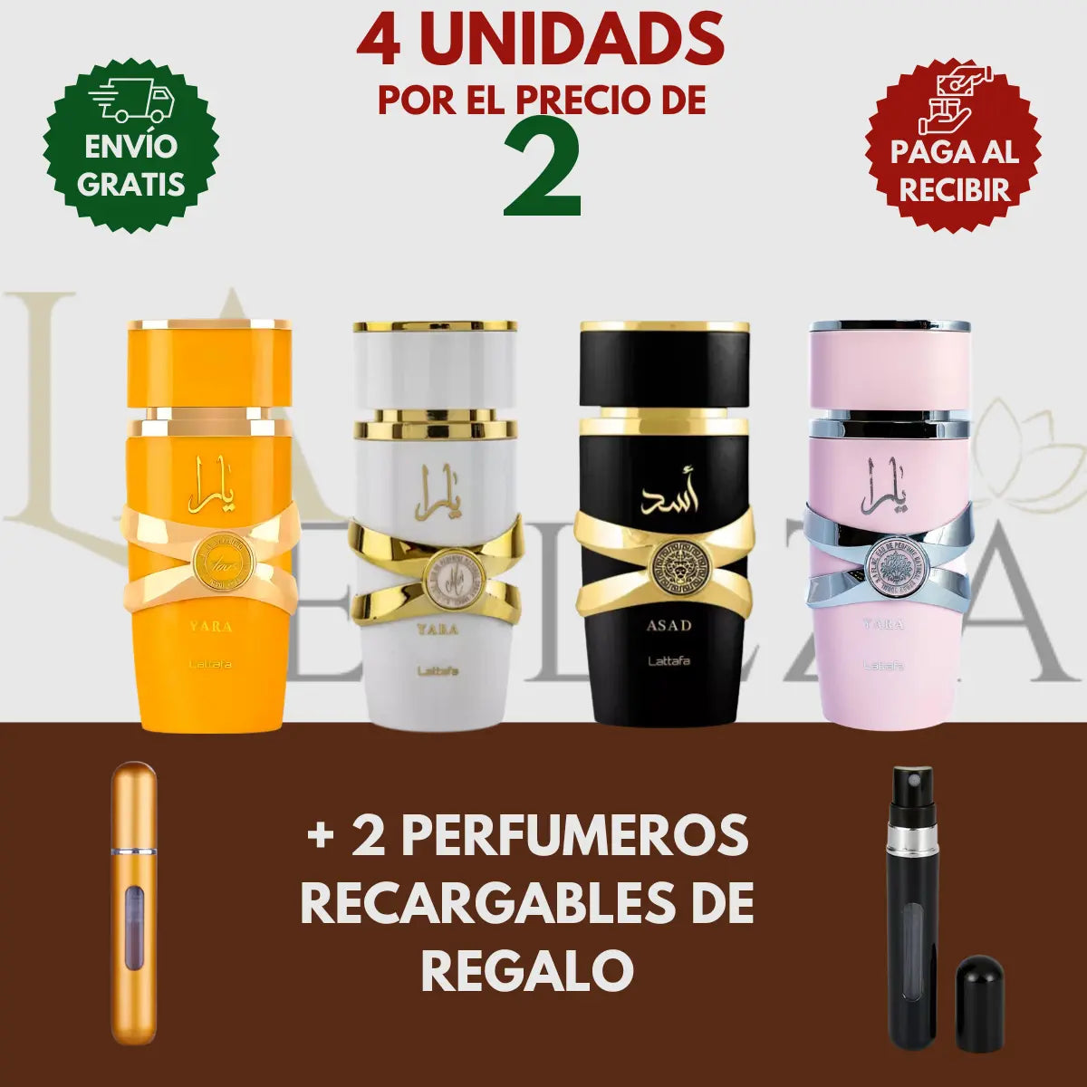 Kit 4 Perfumes Asad, Yara, Yara Tous, Yara Moi 100ml