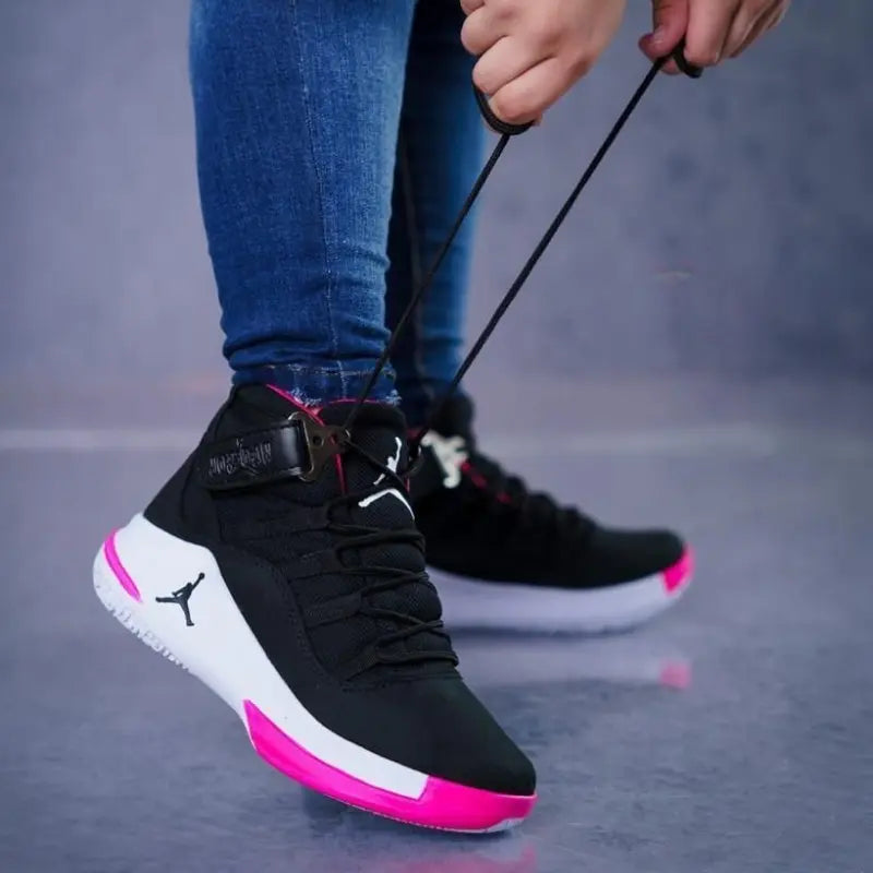 Botin Nk Jordan Negro Fucsia Dama