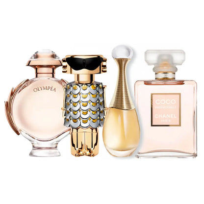 Kit 4 Perfumes Olympea, Fame, Coco Mademoiselle, J'adore 100ml