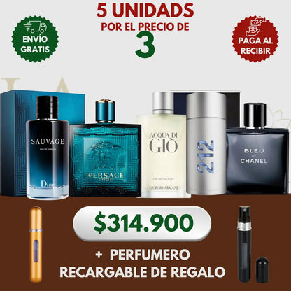kit 5 Perfumes Acqua Di Gio, Sauvage, Bleu, 212 Nyc Men, Eros