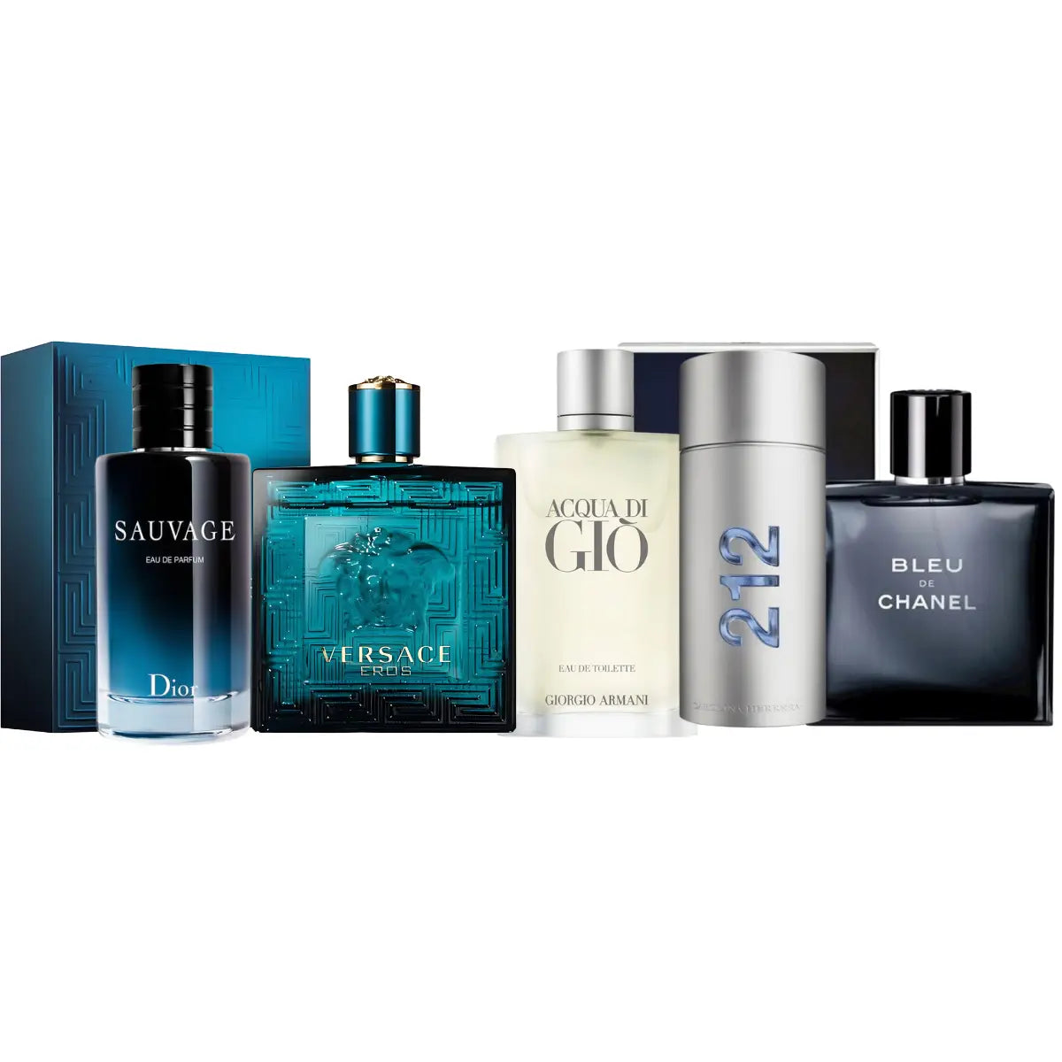 kit 5 Perfumes Acqua Di Gio, Sauvage, Bleu, 212 Nyc Men, Eros