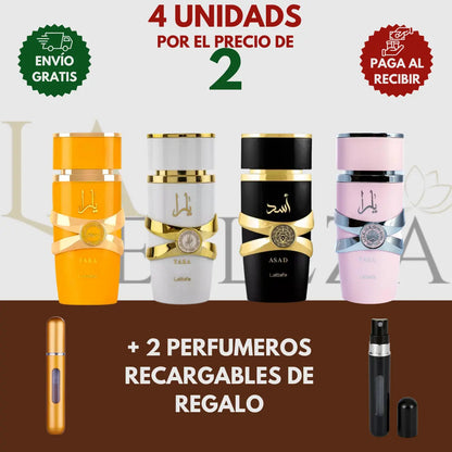 Kit 4 Perfumes Asad, Yara, Yara Tous, Yara Moi 100ml